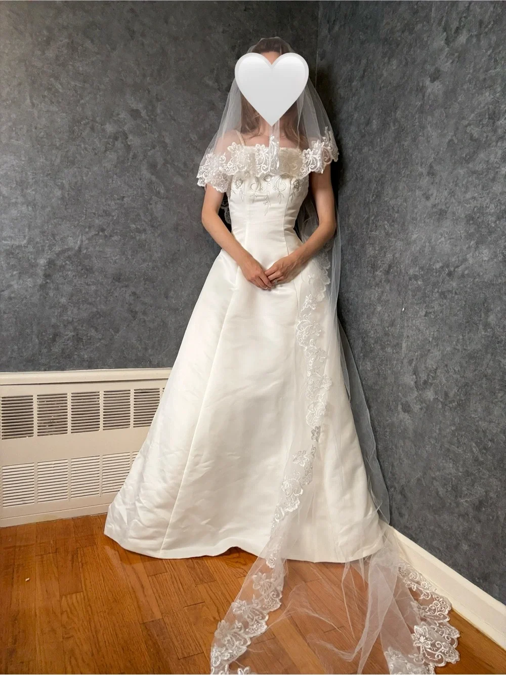 Cathedral Length Lace Wedding Veil with Blusher